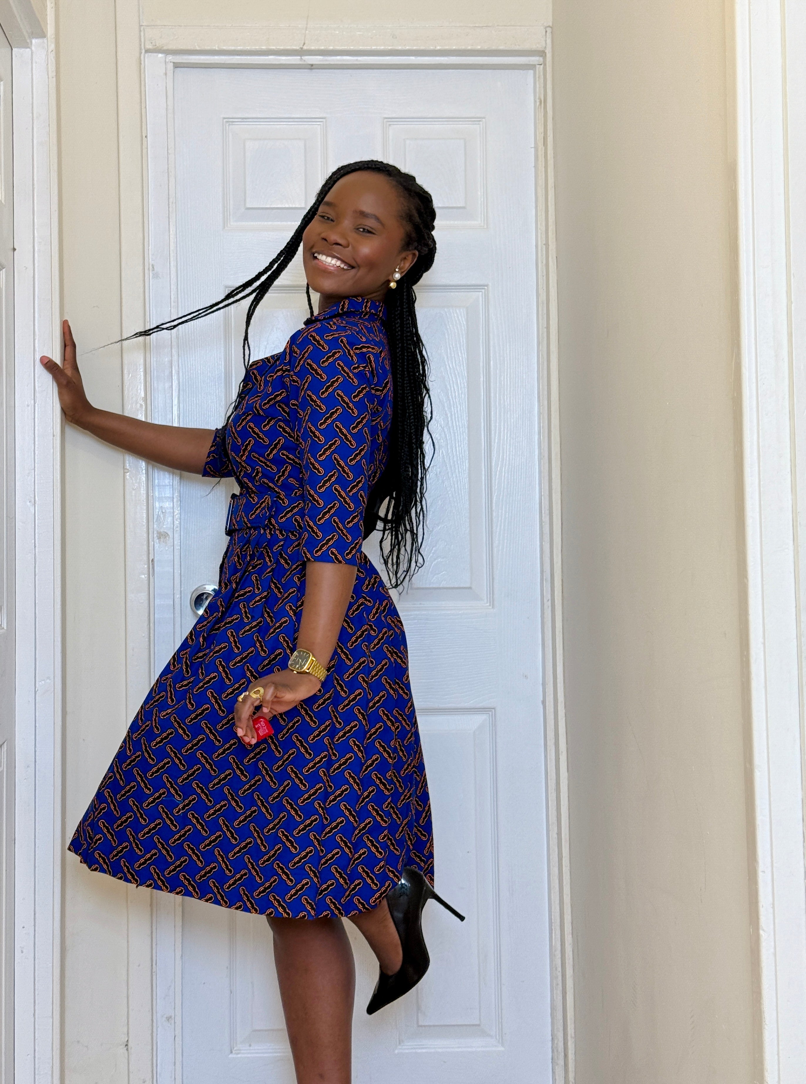 Asabea Blue fully lined dress