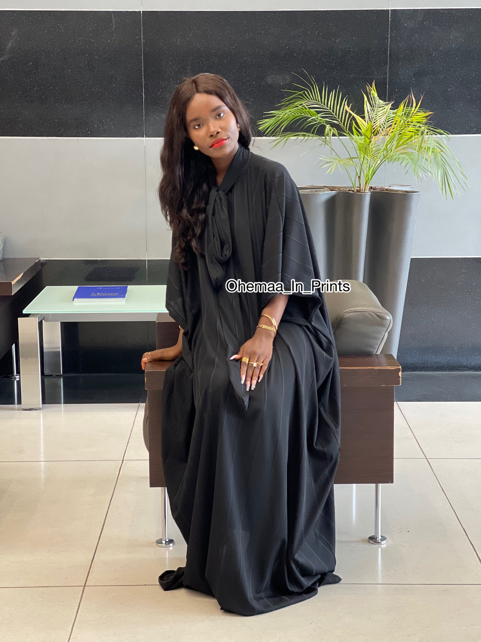 Black rich auntie extra flow maxi dress