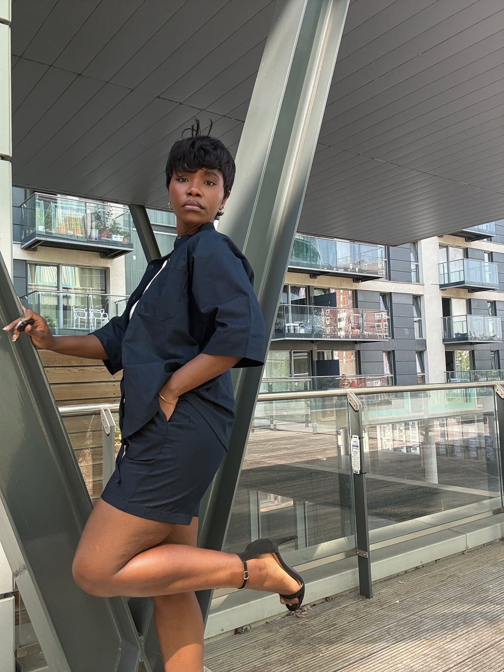 Navy blue short set
