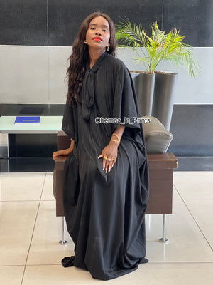 Black rich auntie extra flow maxi dress