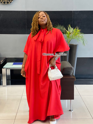 Red rich auntie extra flow maxi dress