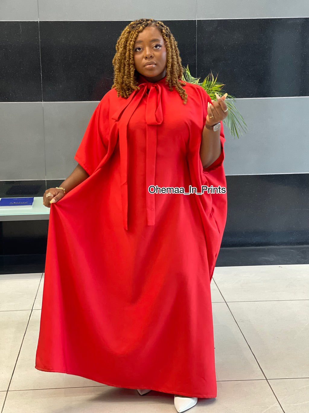 Red rich auntie extra flow maxi dress