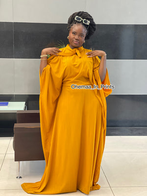 Mustard yellow rich auntie extra flow dress
