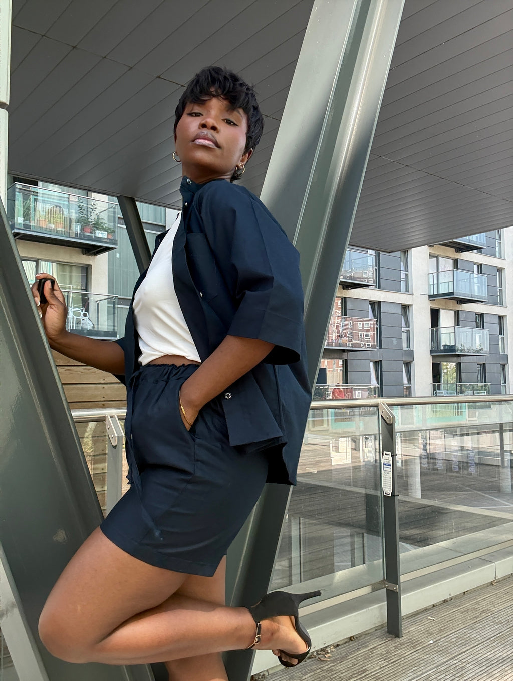 Navy blue short set