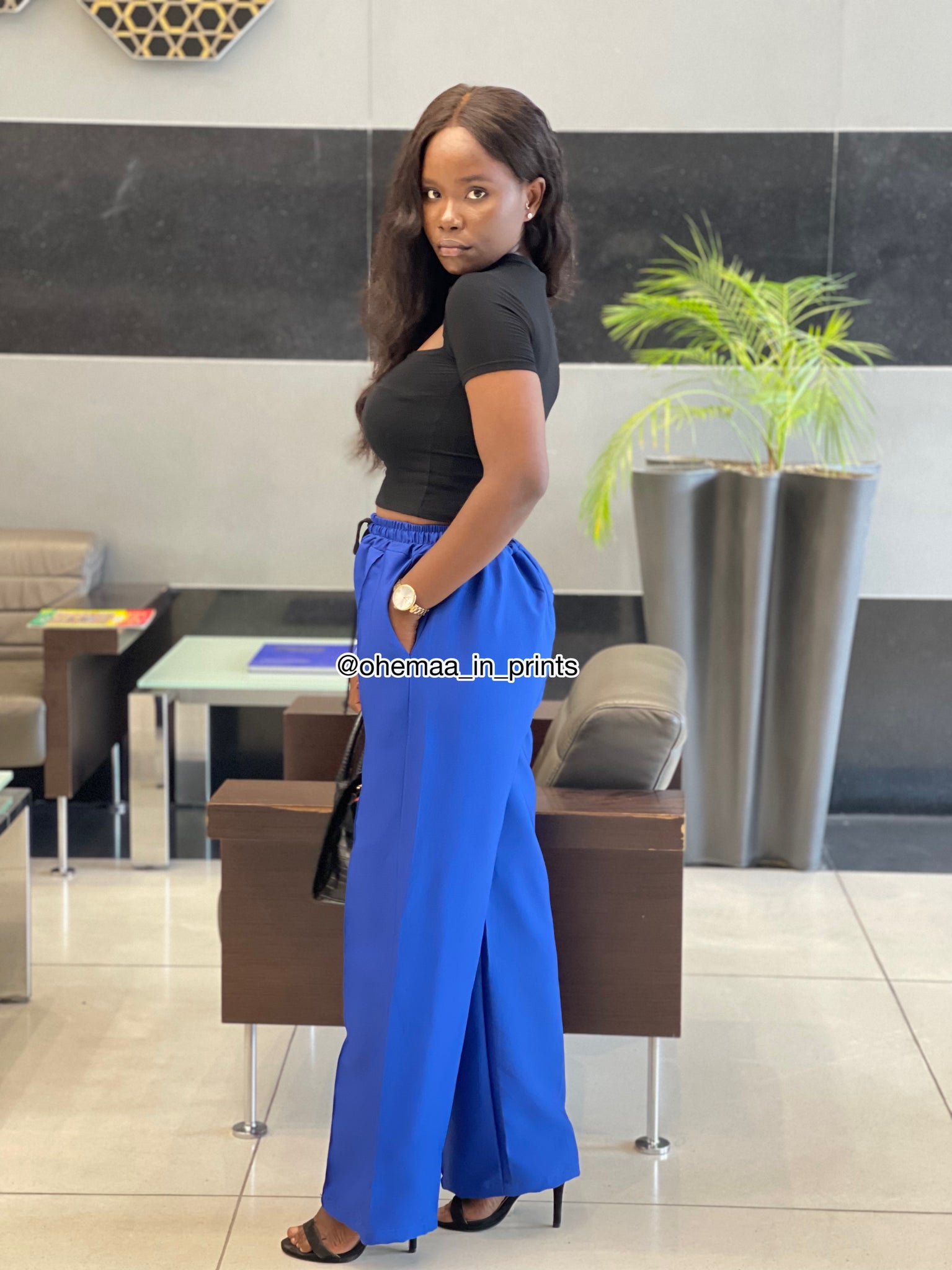Royal Blue All round Elastic Pants