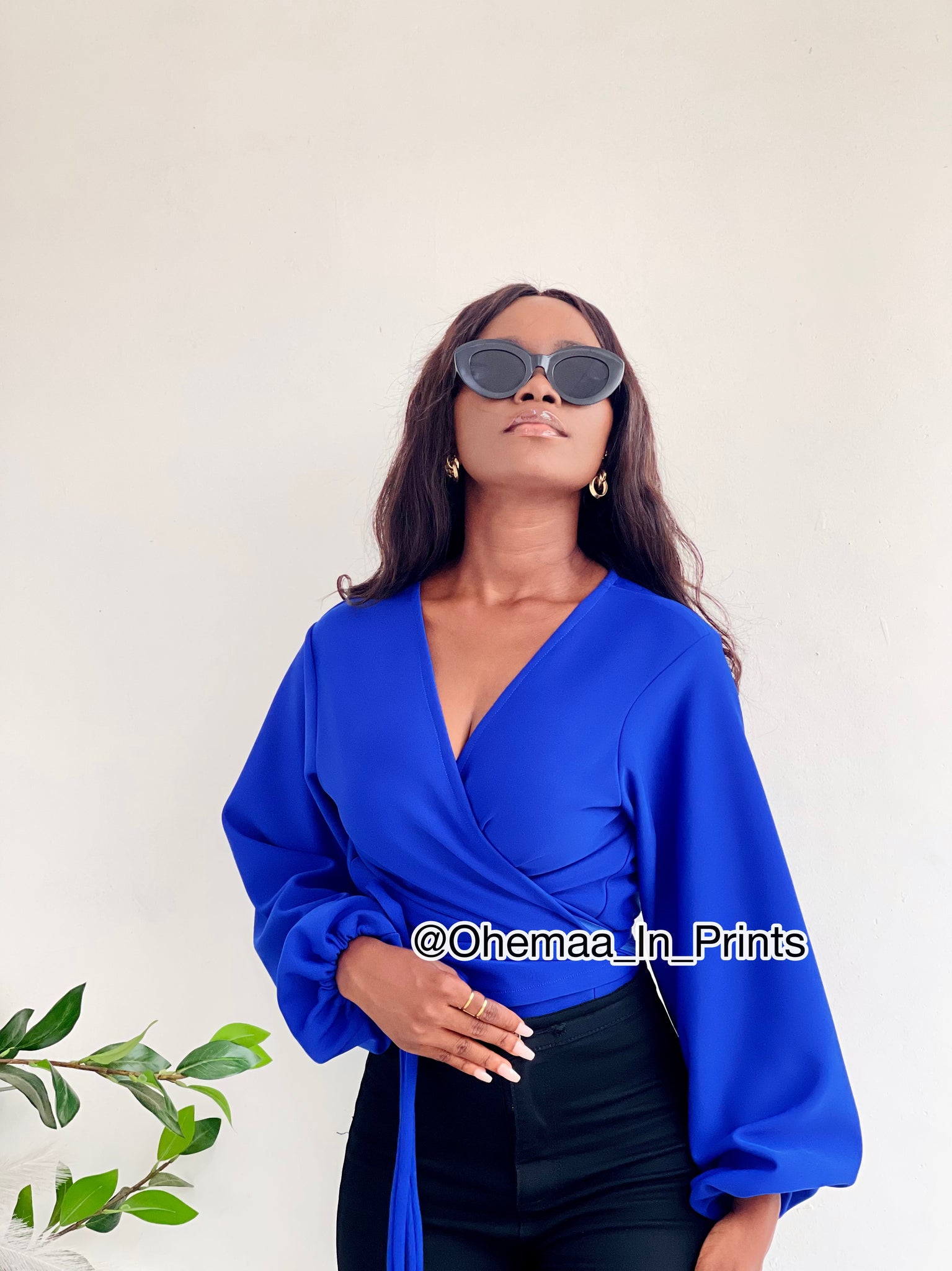 Royal blue AJ wrap top