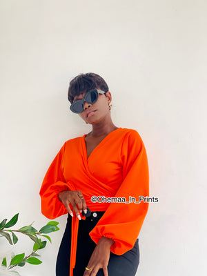 Orange AJ wrap top