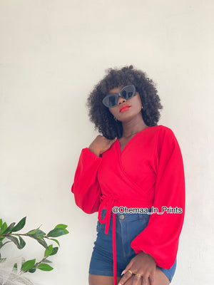 Red AJ wrap top