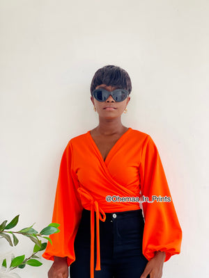 Orange AJ wrap top