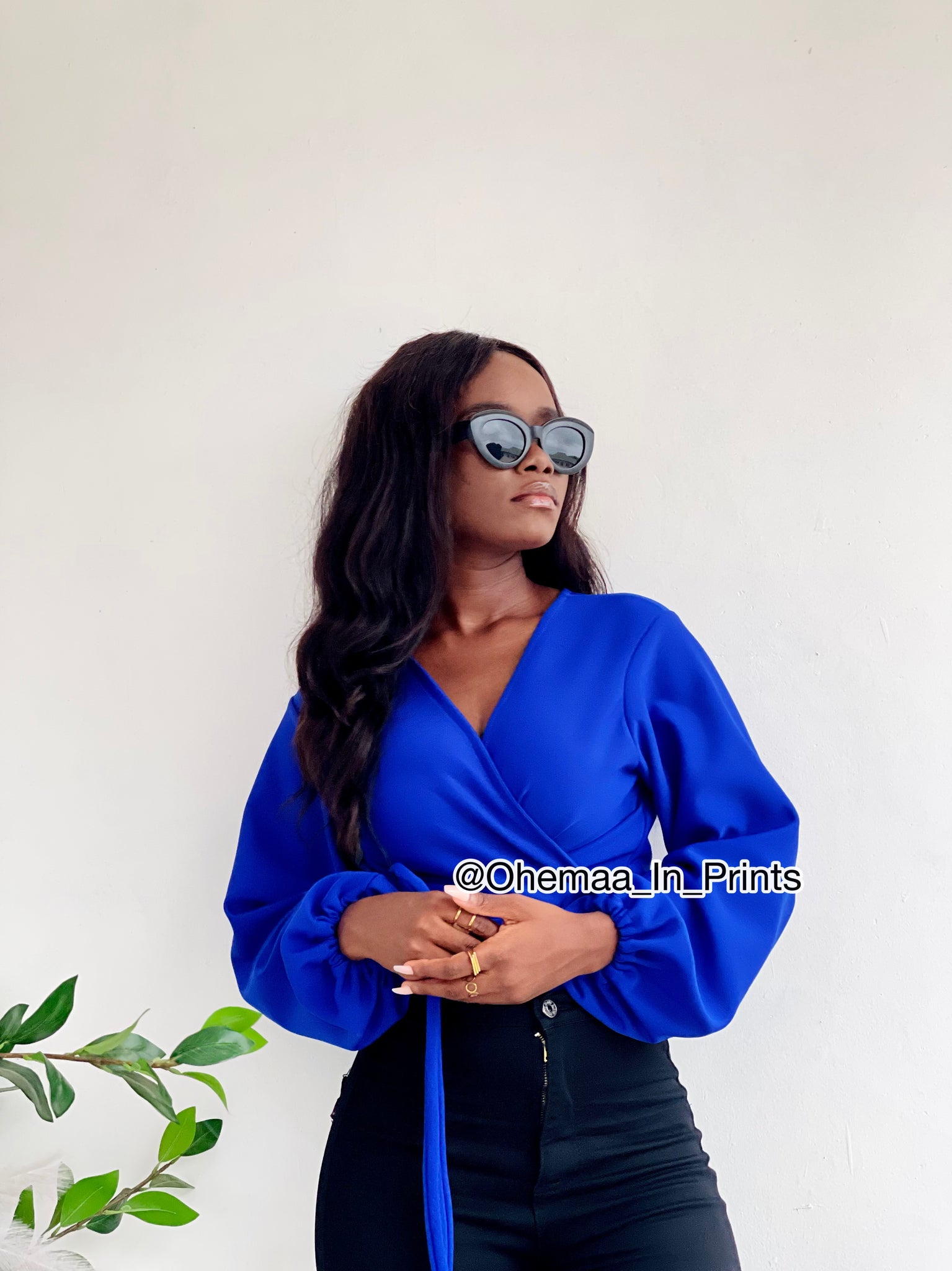 Royal blue AJ wrap top
