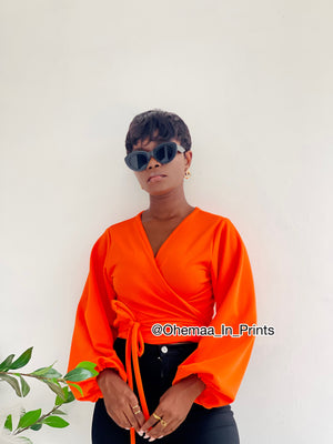 Orange AJ wrap top