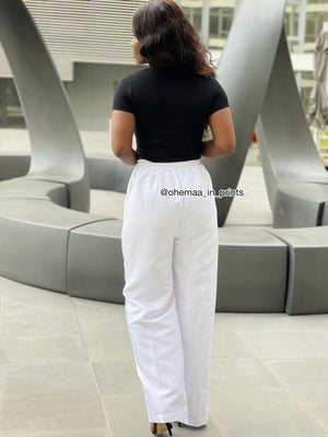 White all round elastic pants