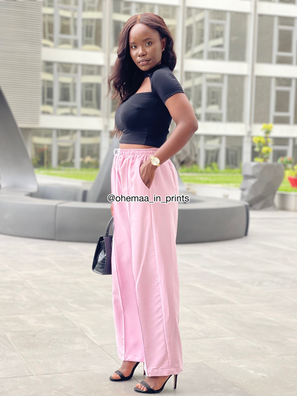 Light pink all round elastic pants